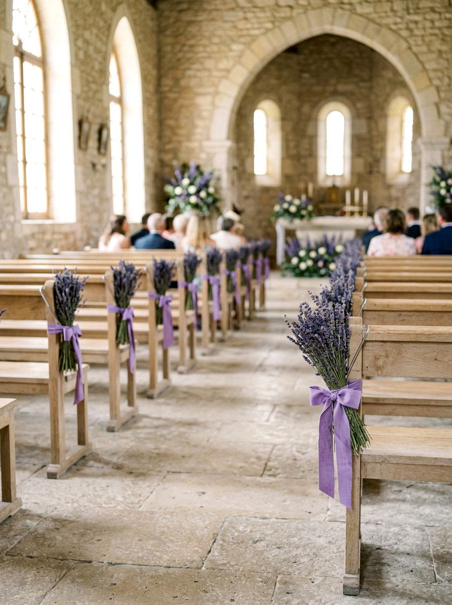 Lavender Bundle Pew Hangers - 25 Spring Wedding Pew Decor Ideas