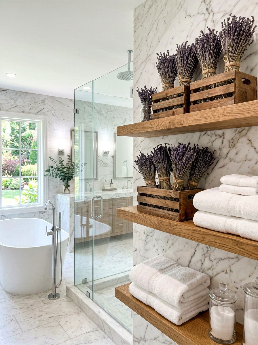 Lavender Bundle Wall Display - 25 Spring Floating Shelf Decor Ideas