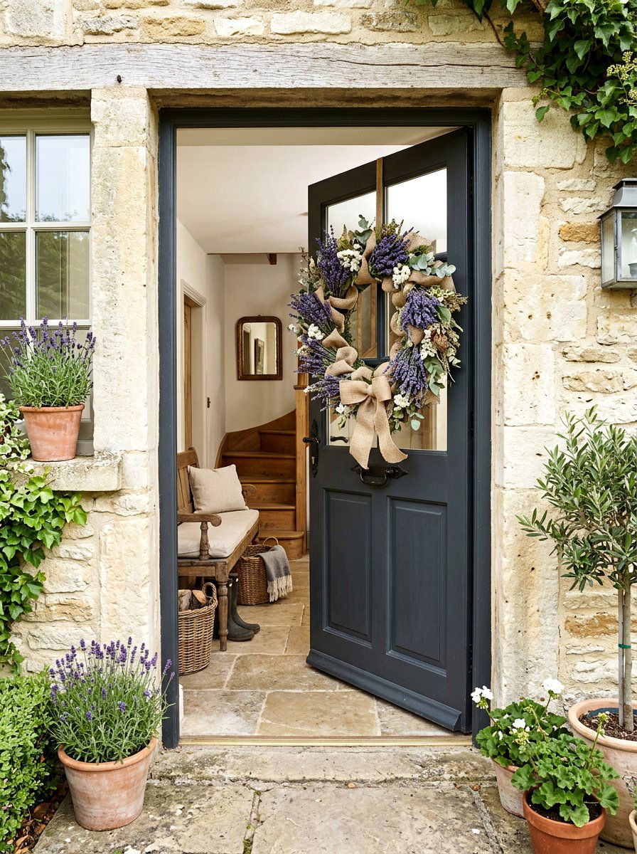 Lavender Burlap Wreath - 25 Spring Burlap Wreath Ideas