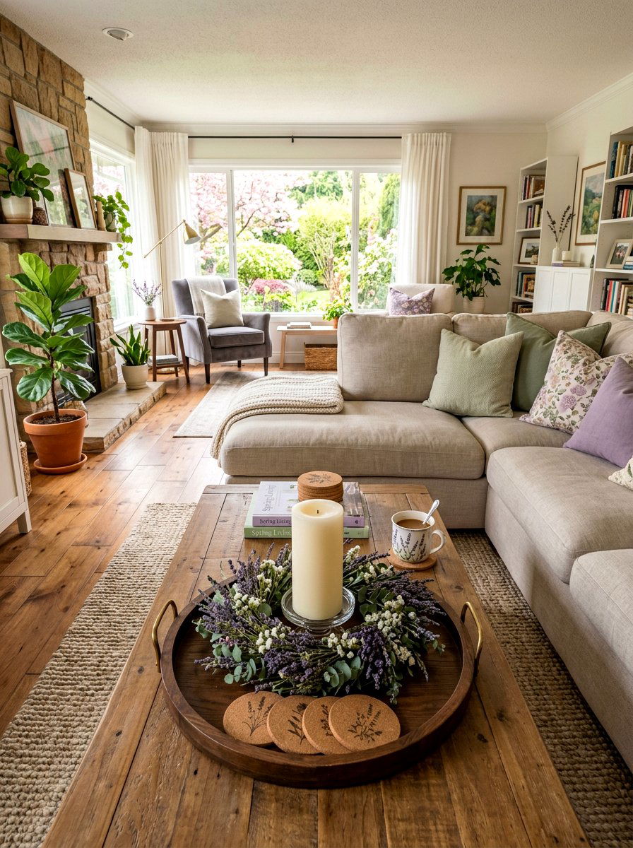 Lavender Candle Ring - 25 Spring Dried Lavender Decor Ideas