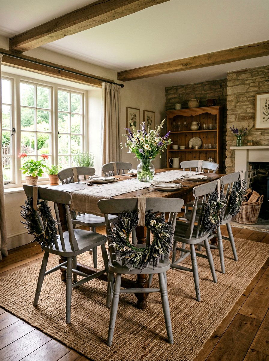 Lavender Chair Wreath - 25 Spring Chair Back Wreath Ideas