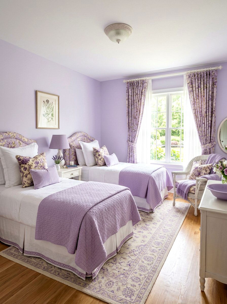 Lavender Chintz Guest Room - 25 Spring Chintz Decor Ideas