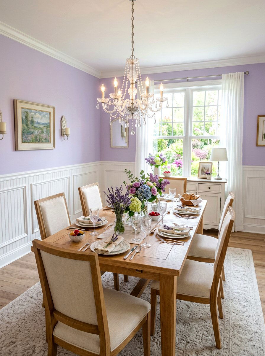 Lavender Dining Room - 25 Spring Pastel Decor Ideas