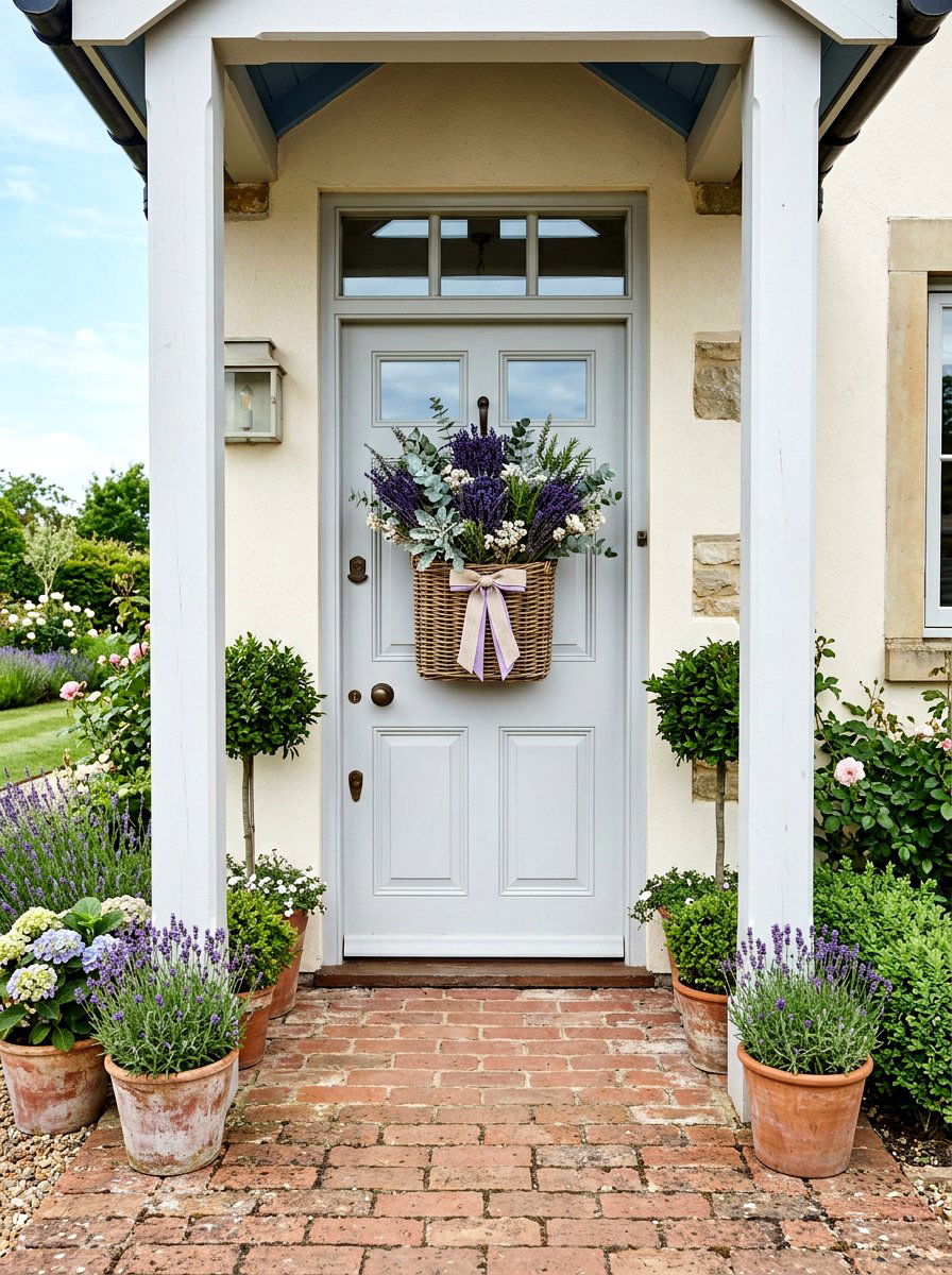 Lavender Door Basket Arrangement - 25 Spring Door Basket Ideas