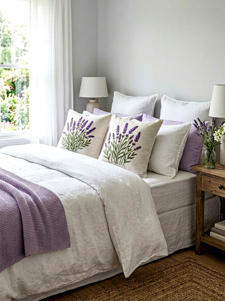 Lavender Embroidery Decor - 25 Spring Embroidered Decor Ideas