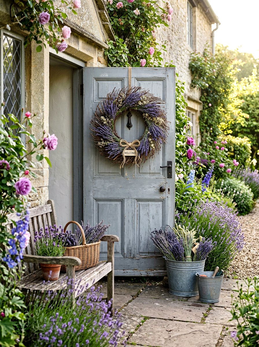 Lavender Entryway Wreath - 25 Spring DIY Wreath Ideas