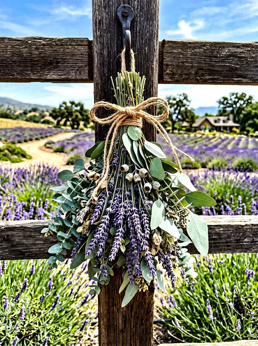 Lavender Eucalyptus Swag - 25 Spring Door Swag Arrangement Ideas