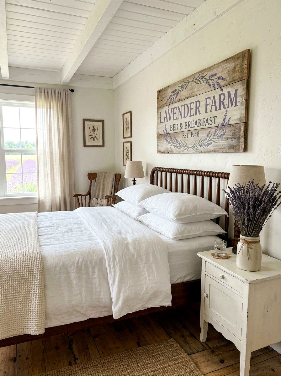 Lavender Farm Wooden Sign - 25 Spring Farmhouse Sign Ideas