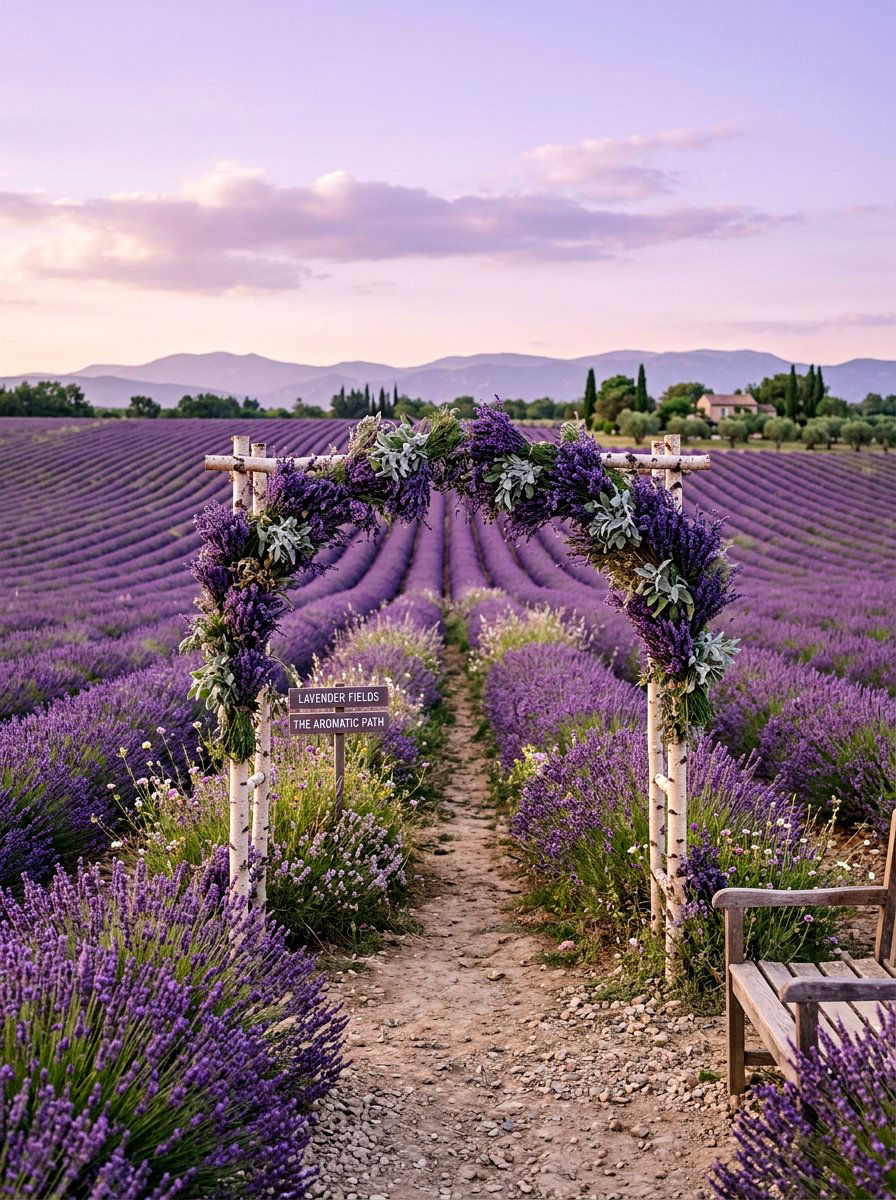 Lavender Field Arch - 25 Spring Wedding Arch Ideas