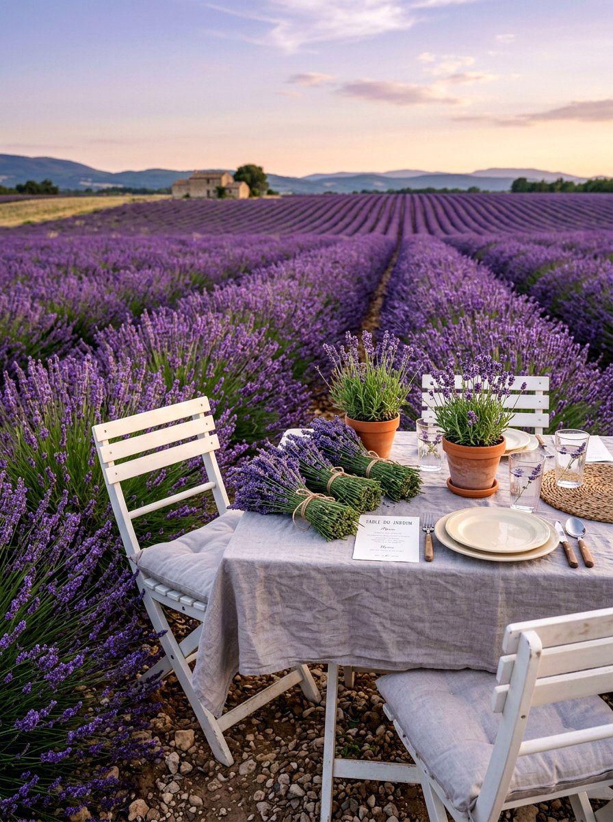 Lavender Field Garden Table - 25 Spring Garden Table Decor Ideas