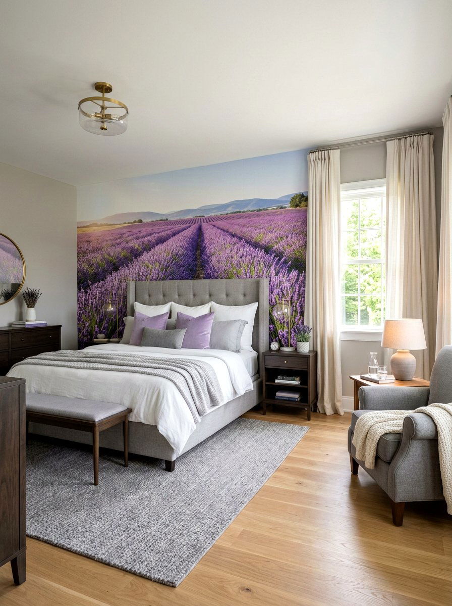 Lavender Field Wallpaper - 25 Spring Peel and Stick Wallpaper Ideas