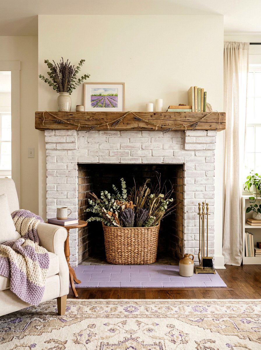 Lavender Fireplace Hearth - 25 Spring Dried Lavender Decor Ideas