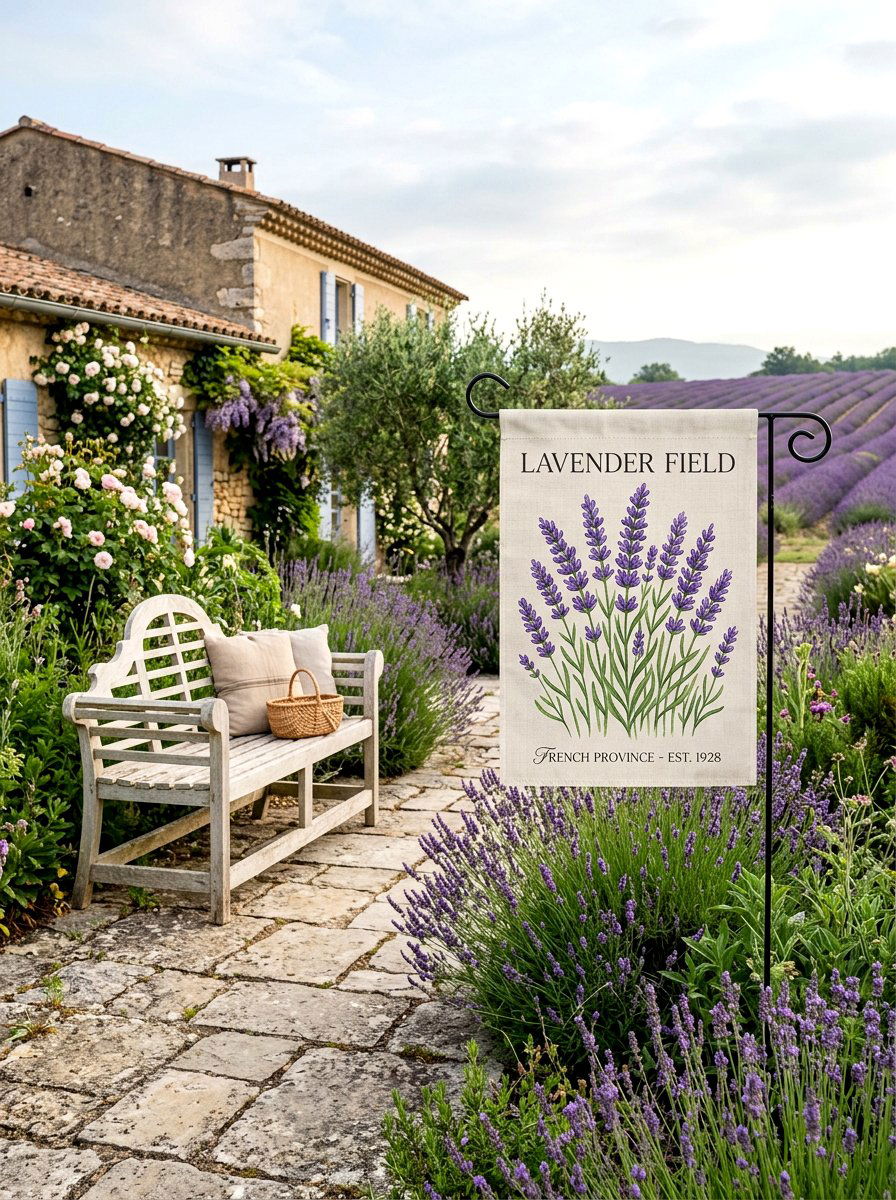 Lavender Floral Flag - 25 Spring Garden Flag Ideas