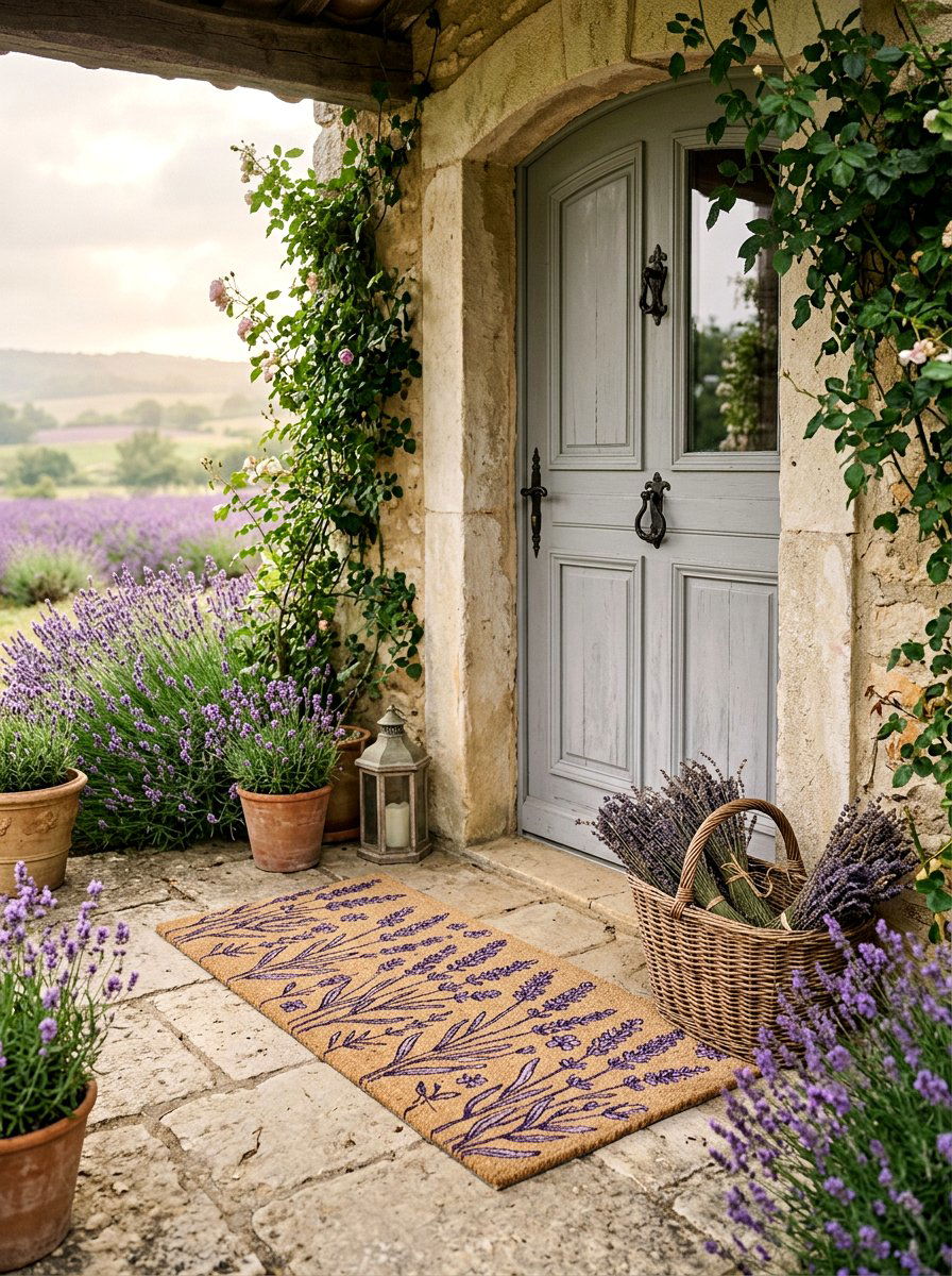 Lavender Floral Mat - 25 Spring Doormat Ideas