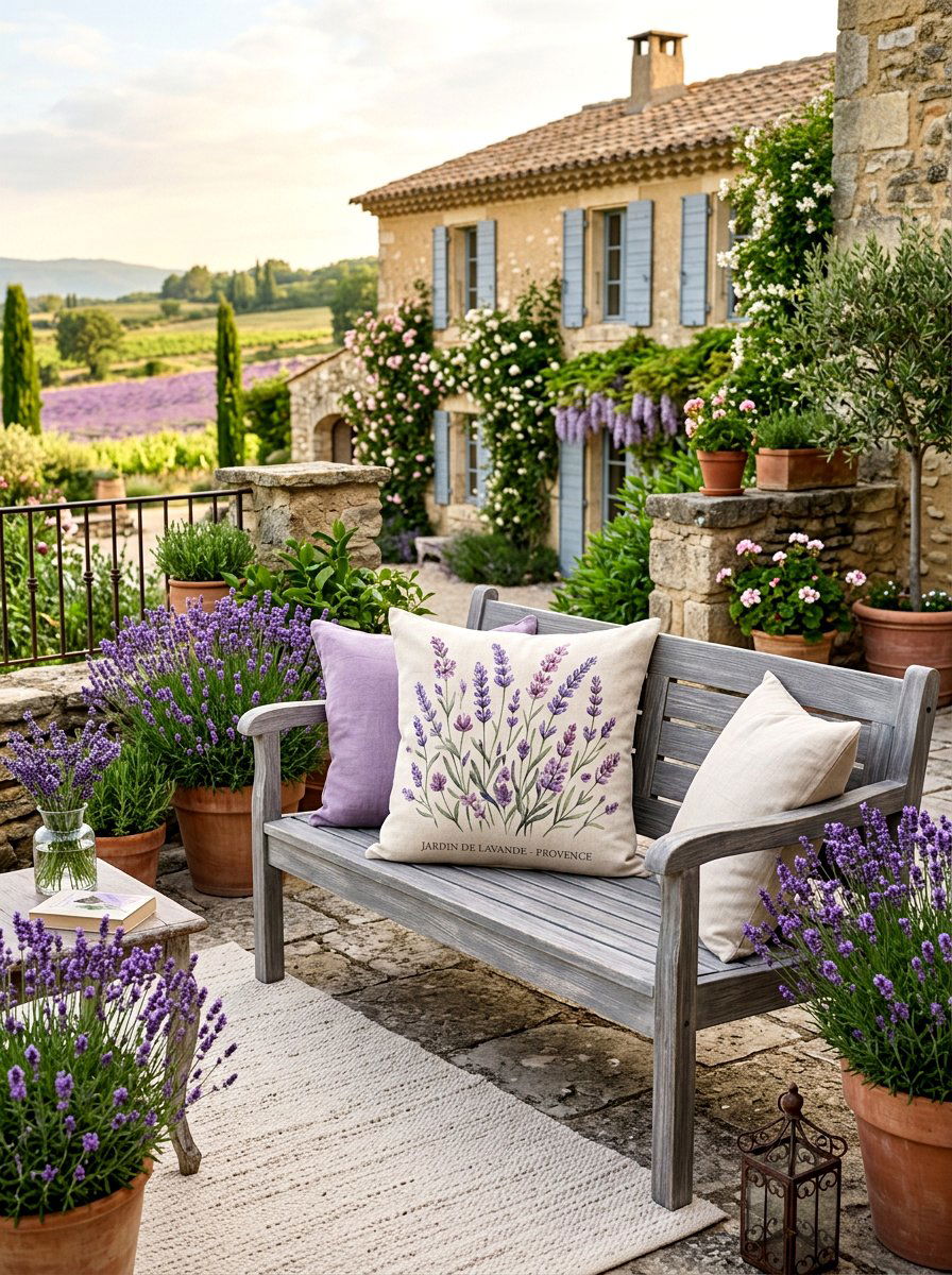 Lavender Floral Pillow - 25 Spring Porch Pillow Ideas