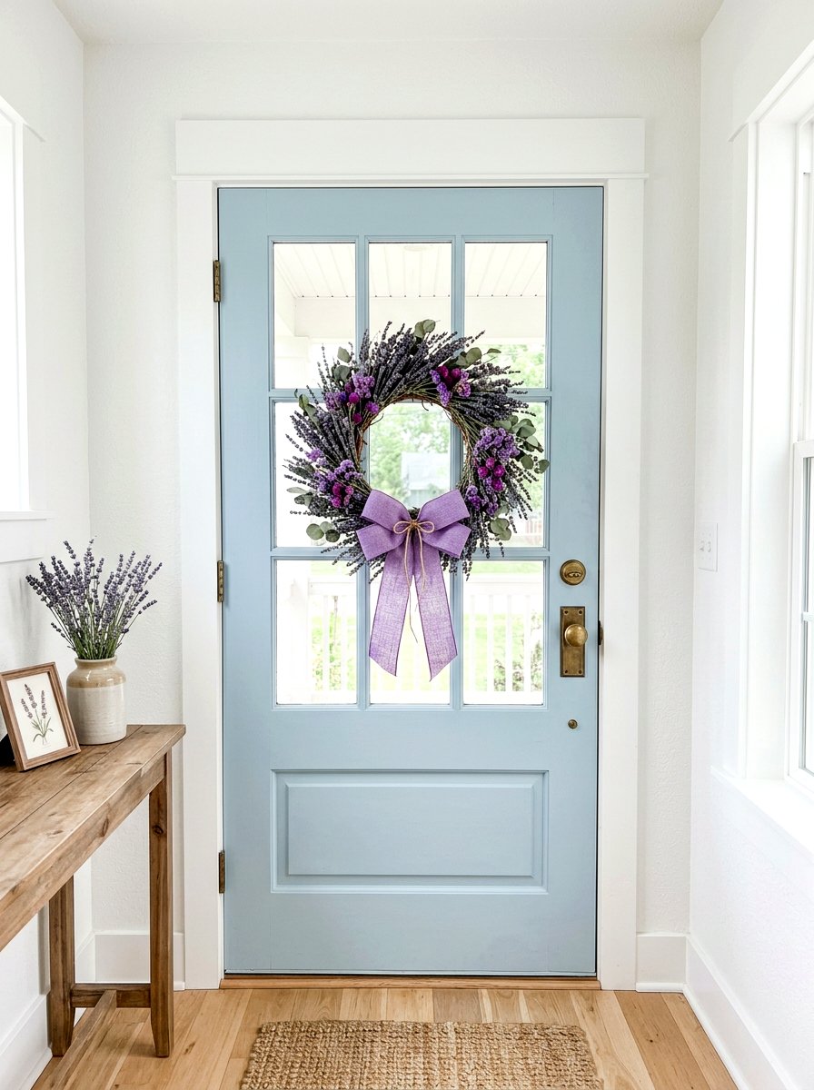 Lavender Floral Ribbon Wreath - 25 Spring Ribbon Wreath Ideas