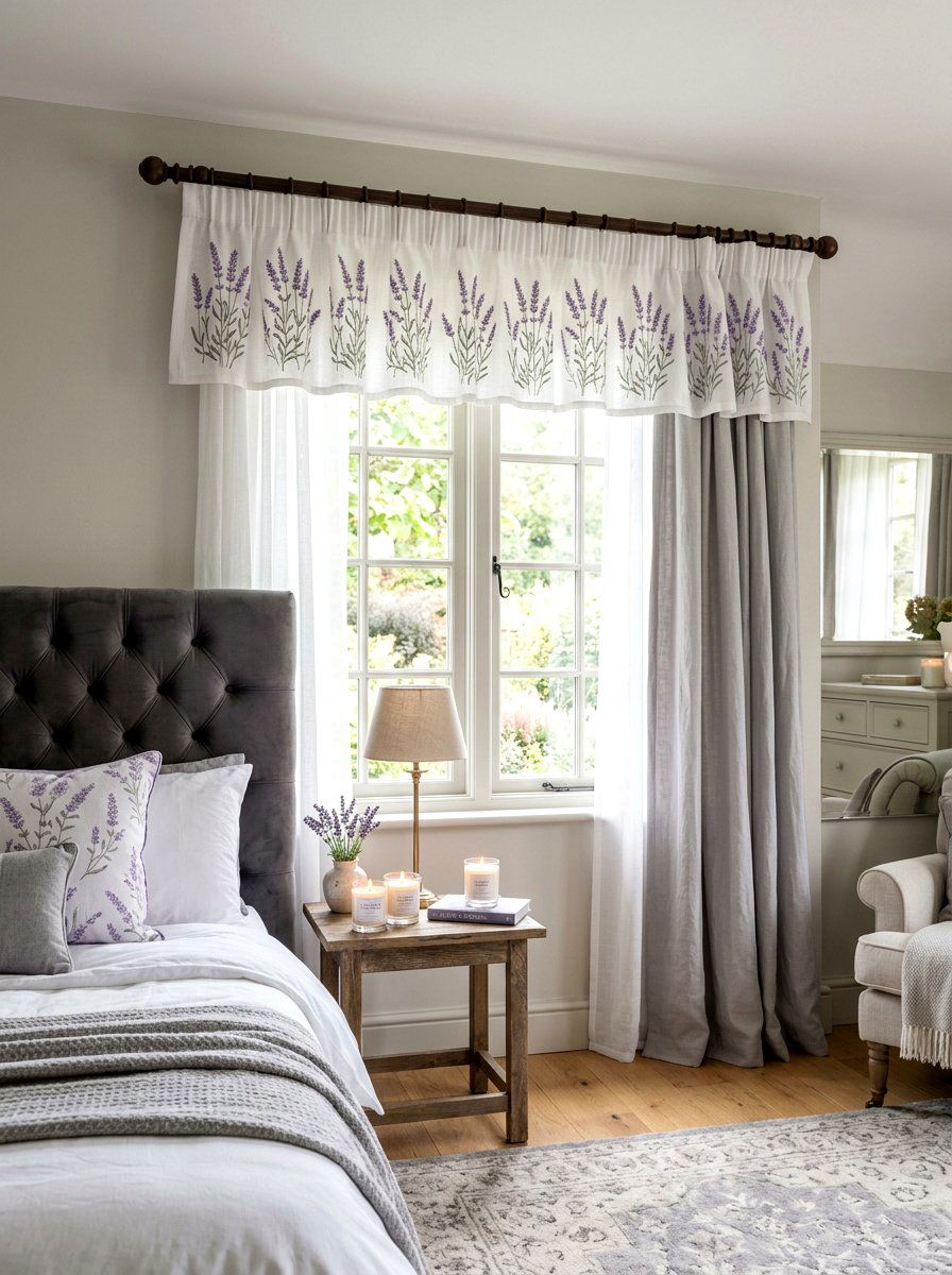 Lavender Floral Valance - 25 Spring Valance Ideas