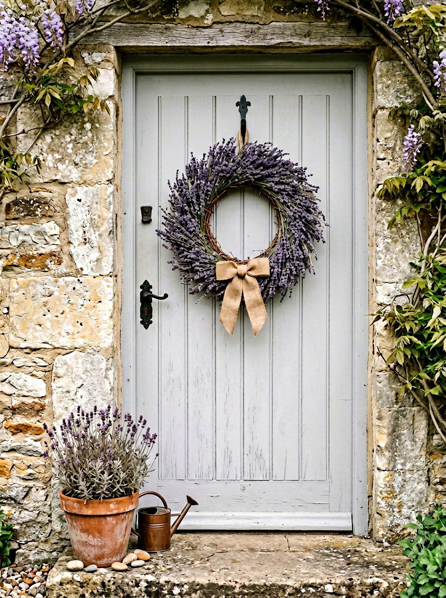 Lavender Front Door Wreath - 25 Spring Outdoor Wreath Ideas