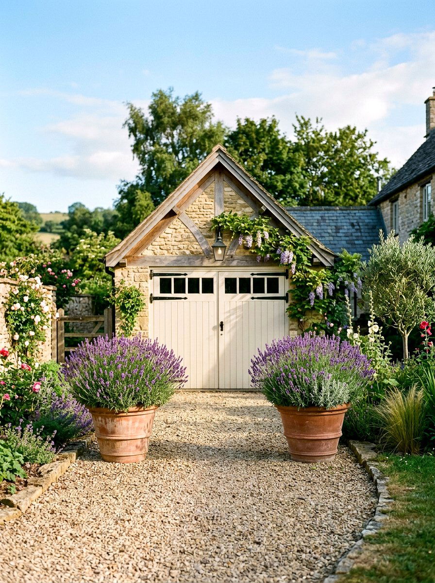 Lavender Garage Plant - 25 Spring Garage Door Decor Ideas