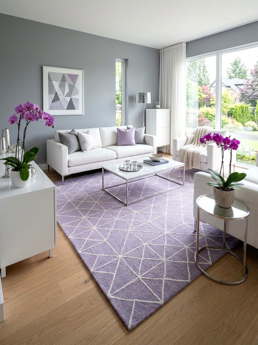 Lavender Geometric Rug - 25 Spring Bedroom Rug Ideas