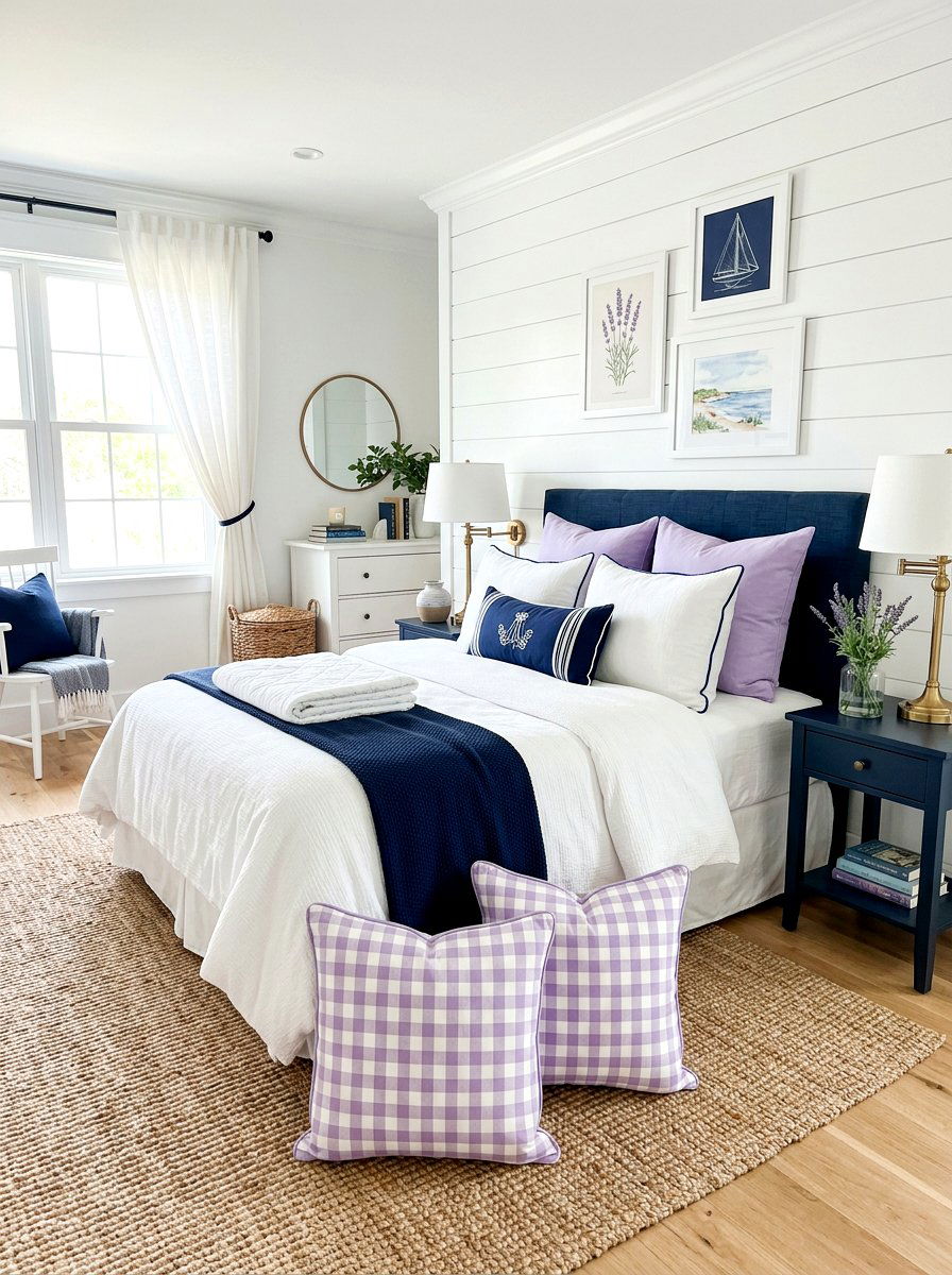 Lavender Gingham Throw Pillow - 25 Spring Bedroom Pillow Ideas