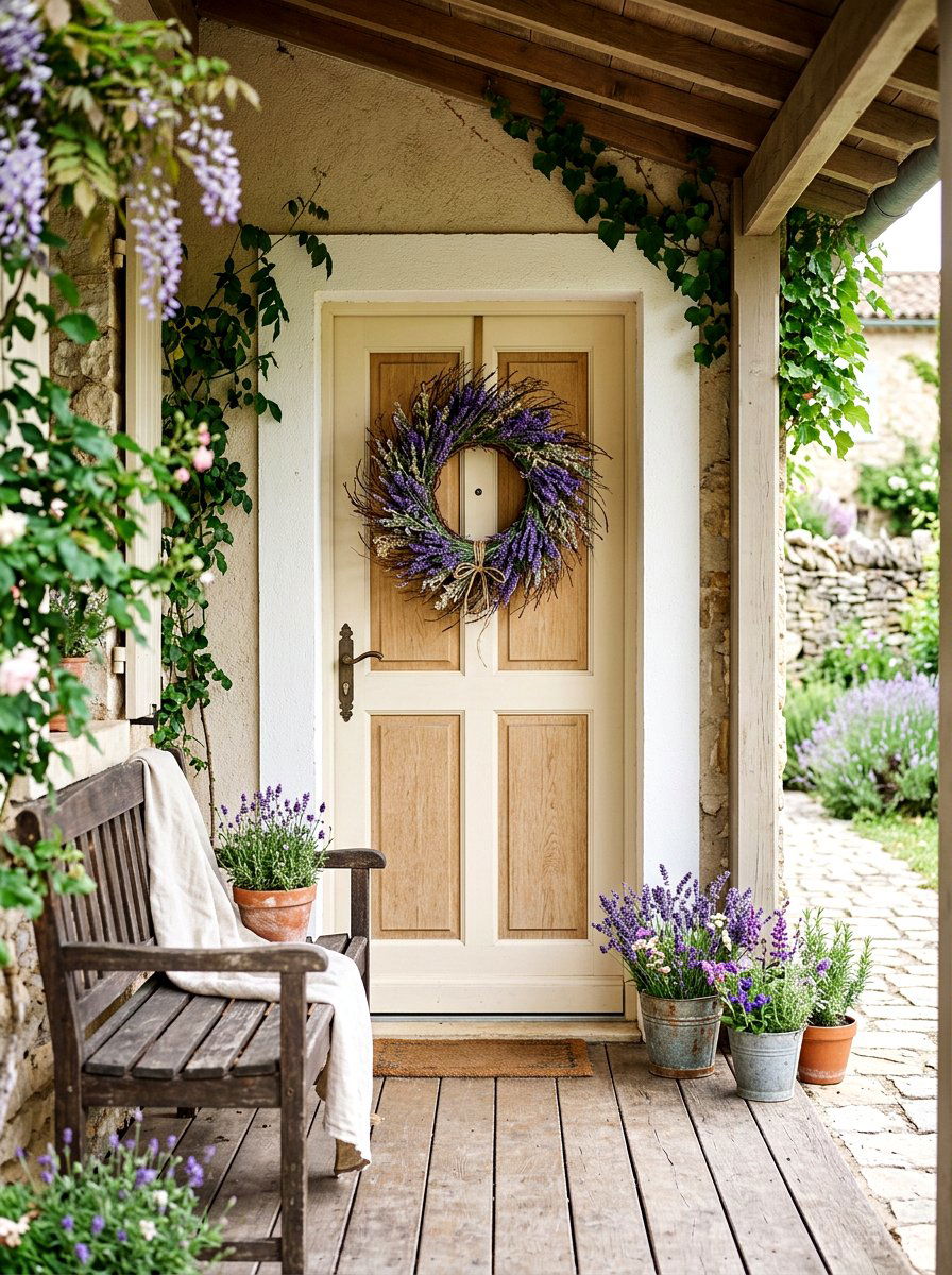 Lavender Grapevine Wreath - 25 Spring Grapevine Door Ideas