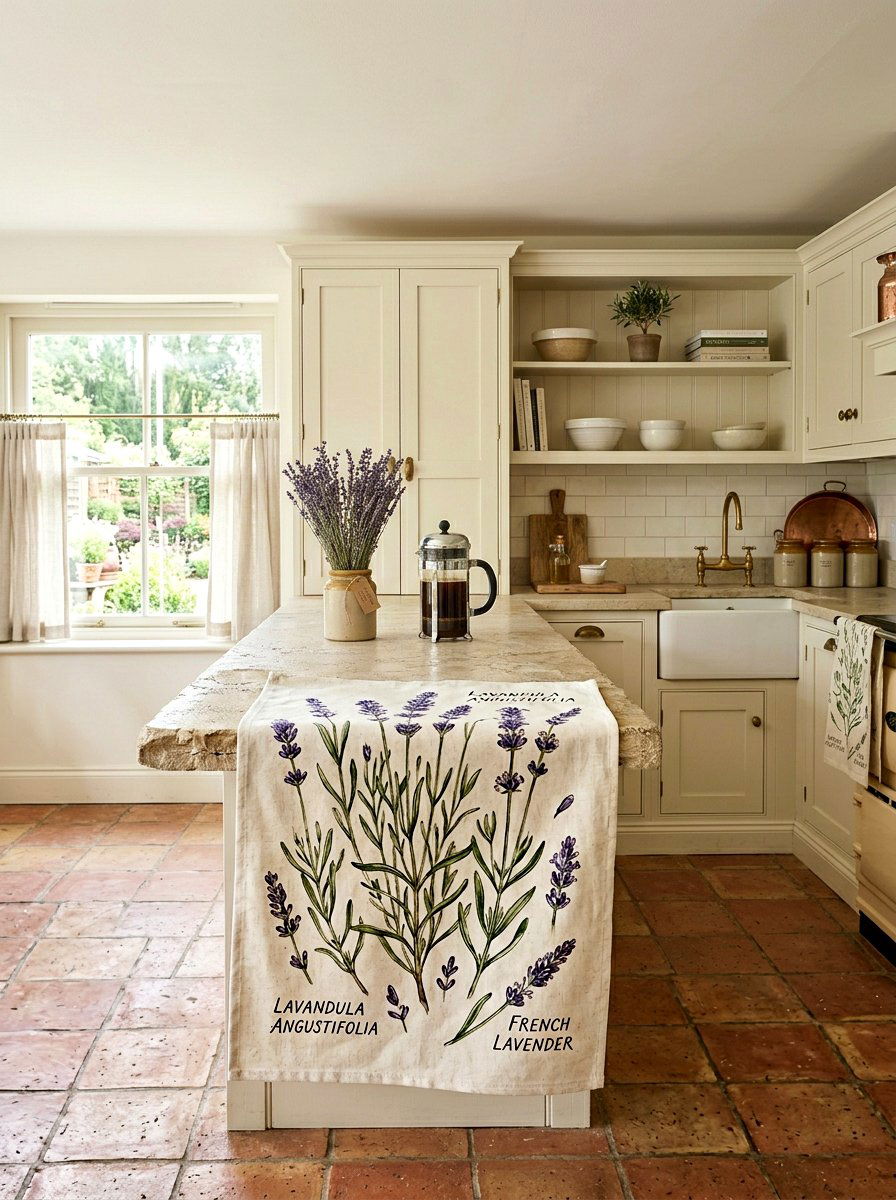 Lavender Herb Illustration - 25 Spring Kitchen Towel Ideas