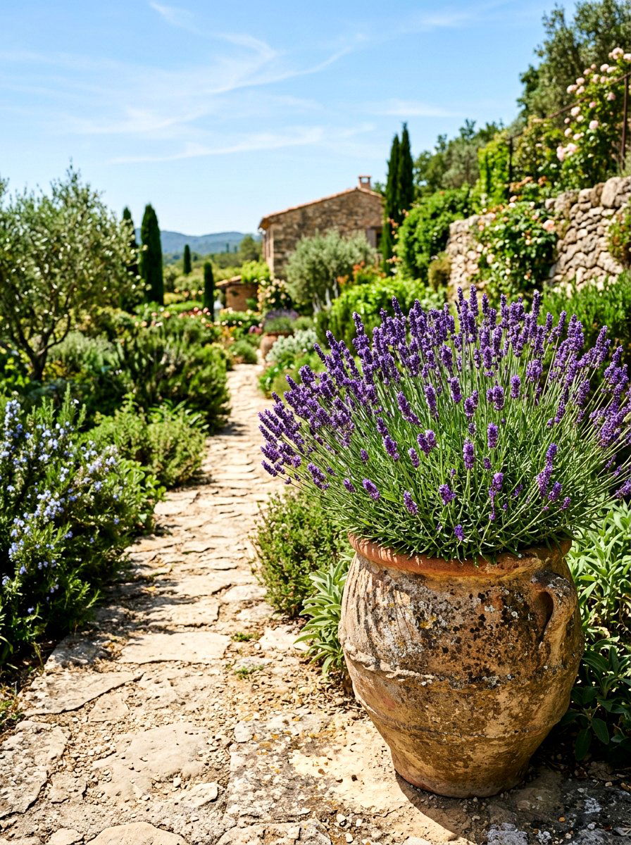 Lavender Herb Sidewalk Pot - 25 Spring Sidewalk Planter Ideas