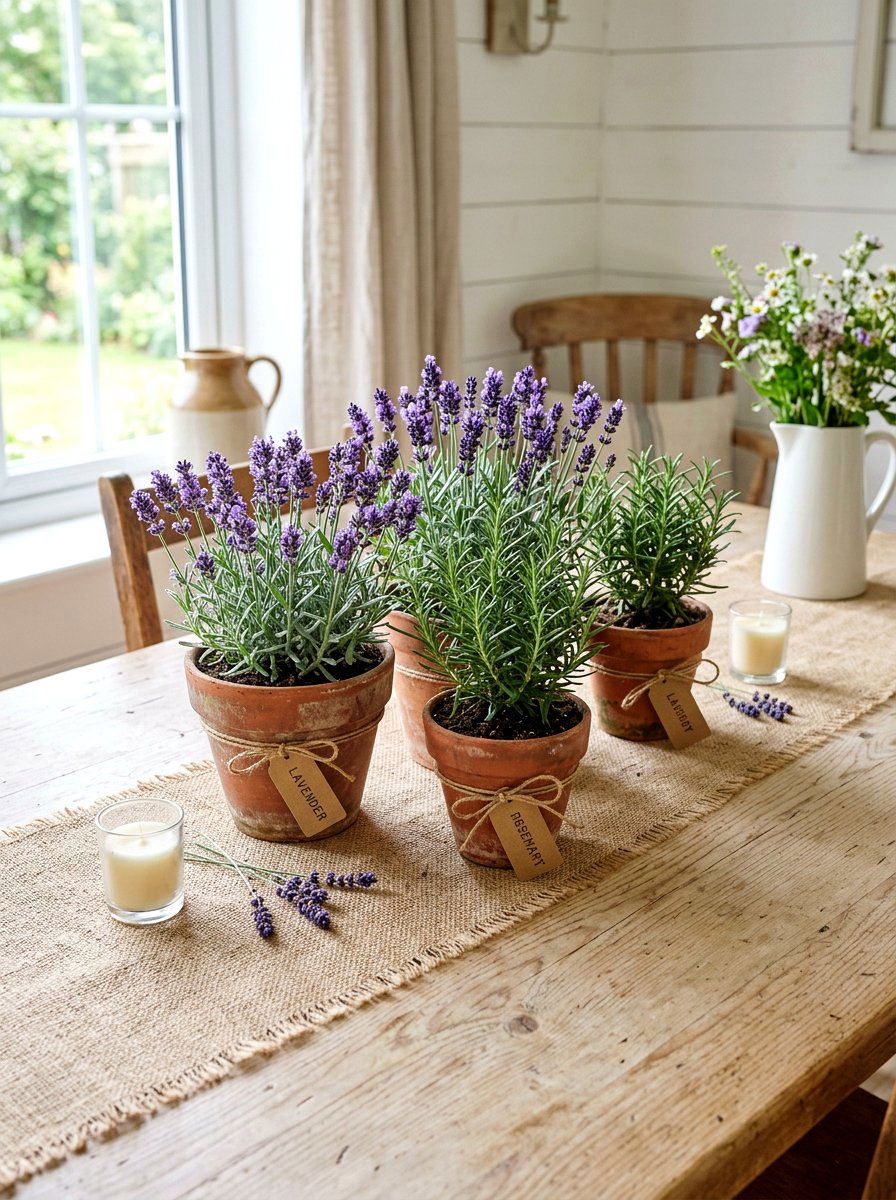 Lavender Herb Table Centerpiece - 25 Spring Baby Shower Decor Ideas