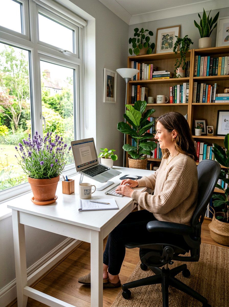 Lavender Home Office - 25 Spring Dried Lavender Decor Ideas