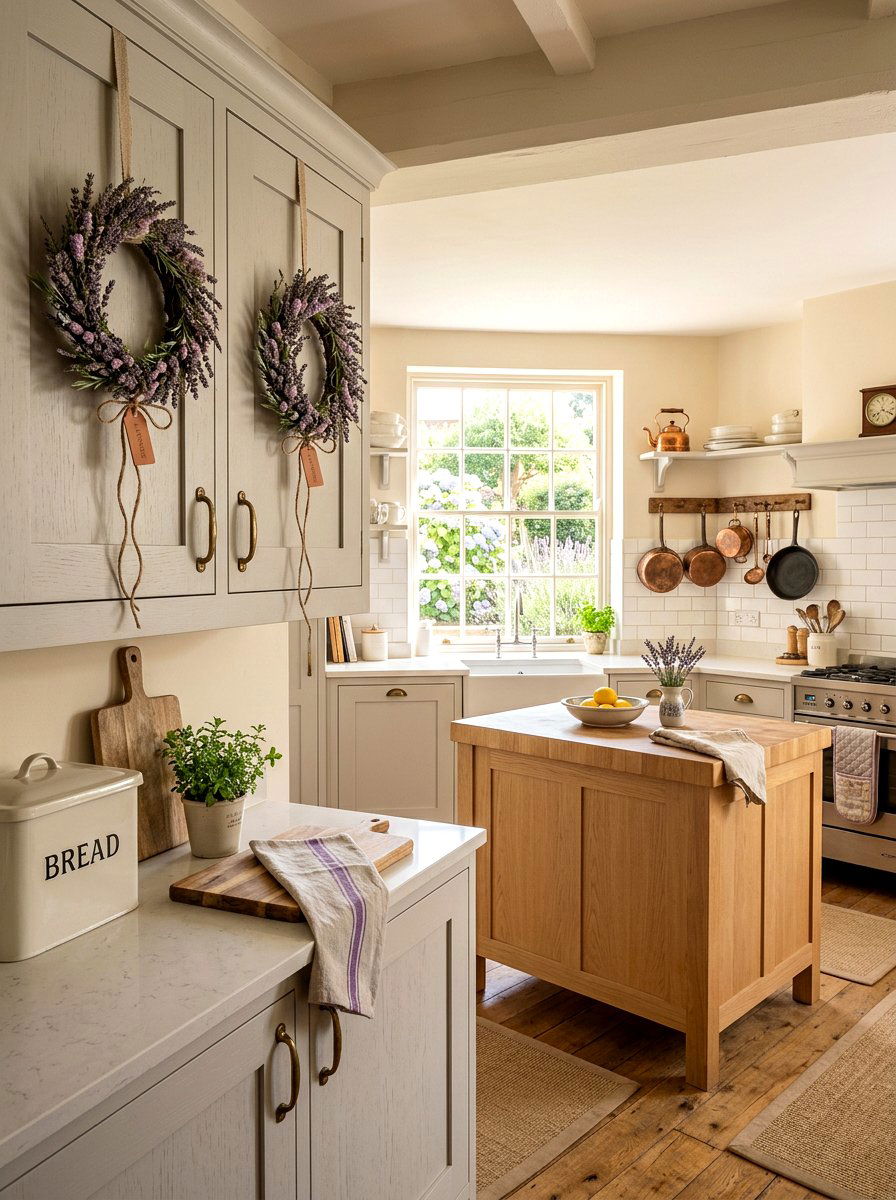 Lavender Kitchen Wreath - 25 Spring Cabinet Wreath Ideas