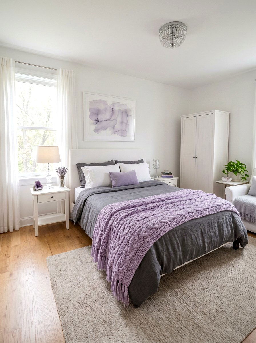 Lavender Knit Blanket - 25 Spring Knit Throw Ideas