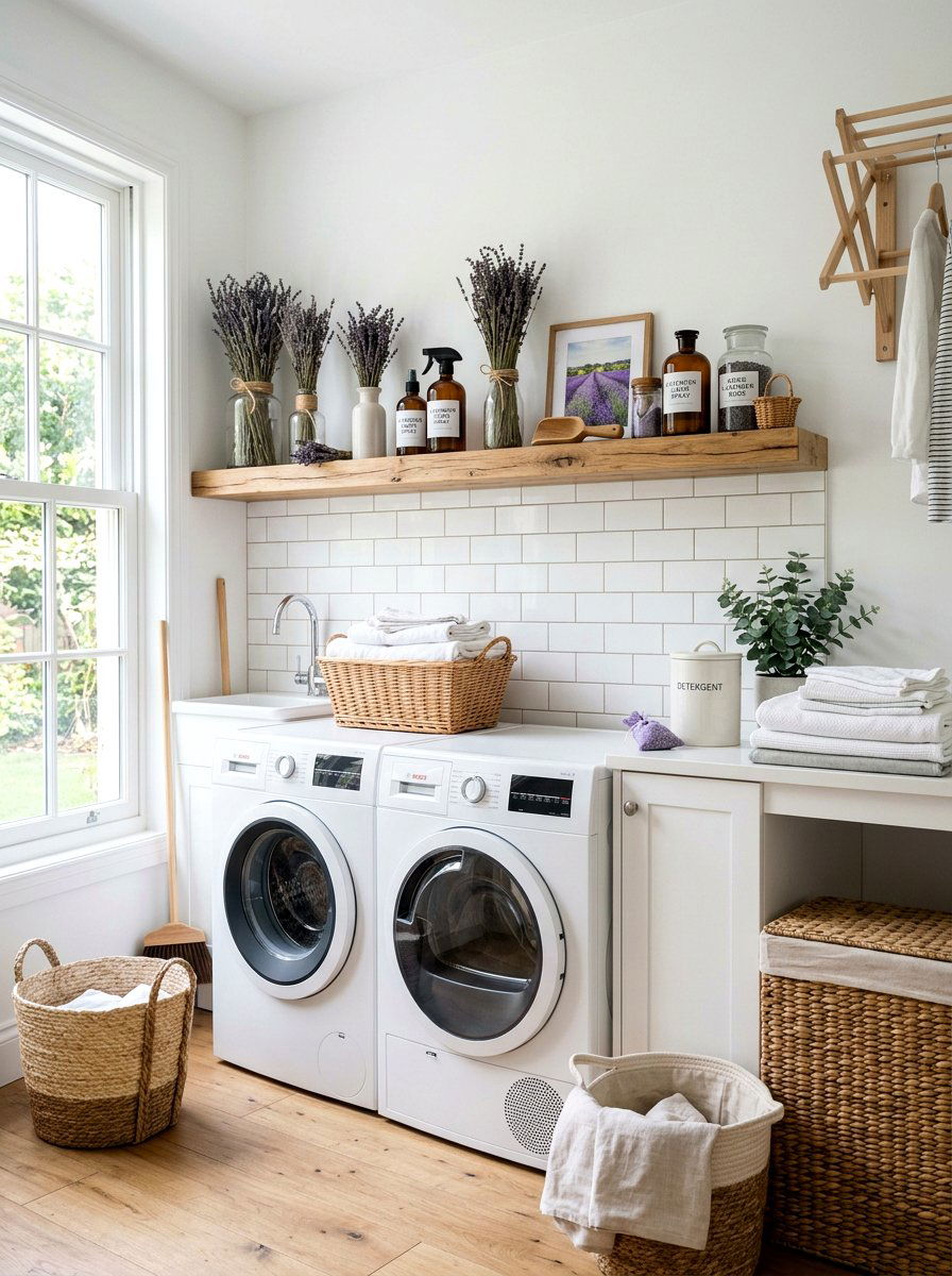 Lavender Laundry Room - 25 Spring Dried Lavender Decor Ideas