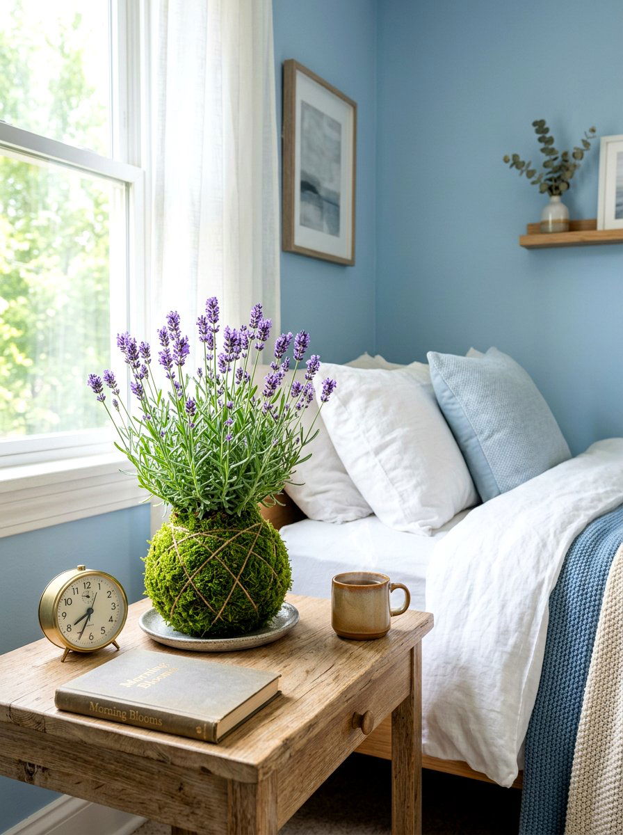 Lavender Moss Ball - 25 Spring Kokedama Ideas