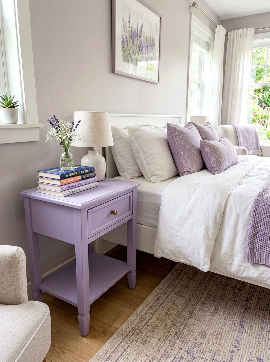 Lavender Nightstand - 25 Spring Distressed Furniture Ideas