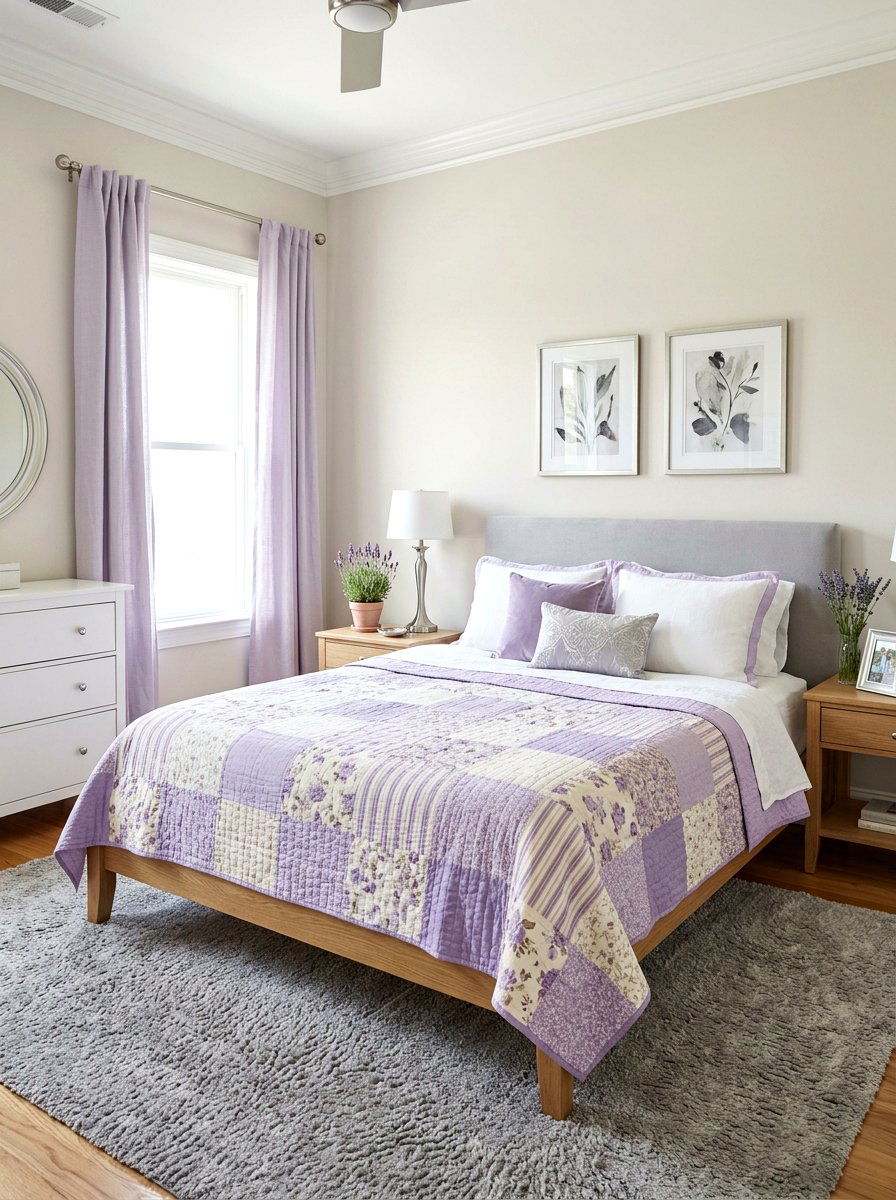 Lavender Patchwork Quilt - 25 Spring Quilt Ideas