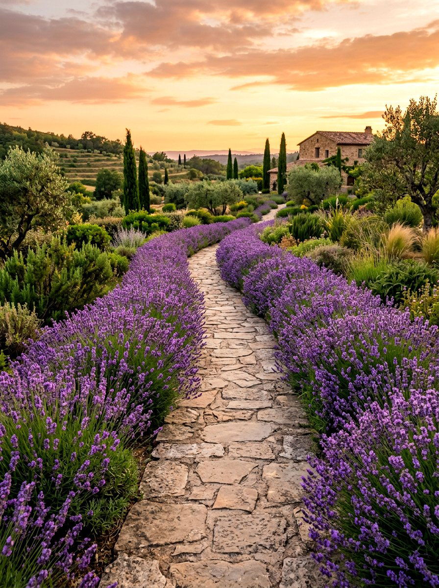 Lavender Path Edging - 25 Spring Flower Border Ideas