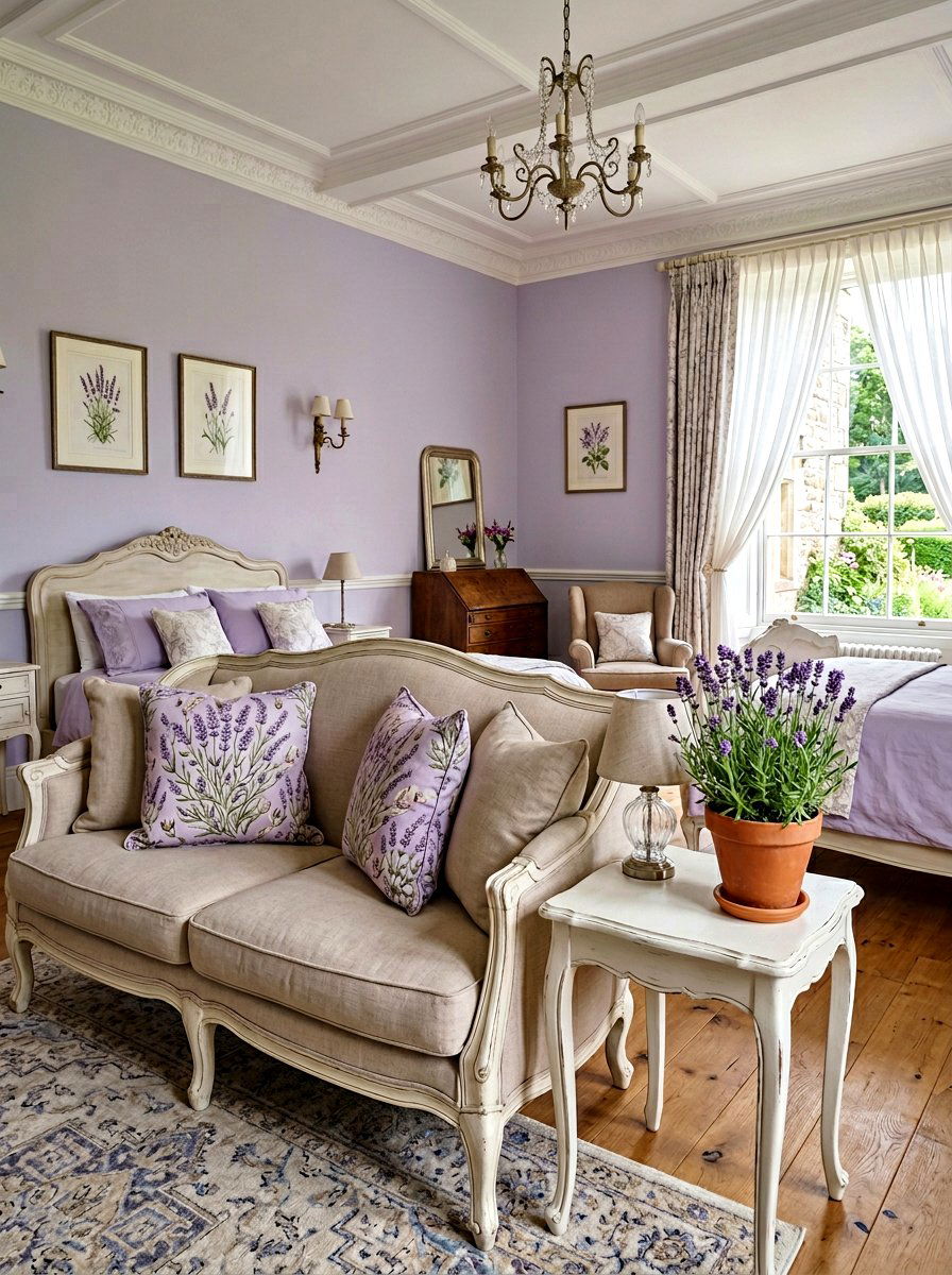 Lavender Patterned Throw Pillow - 25 Spring Floral Pillow Ideas