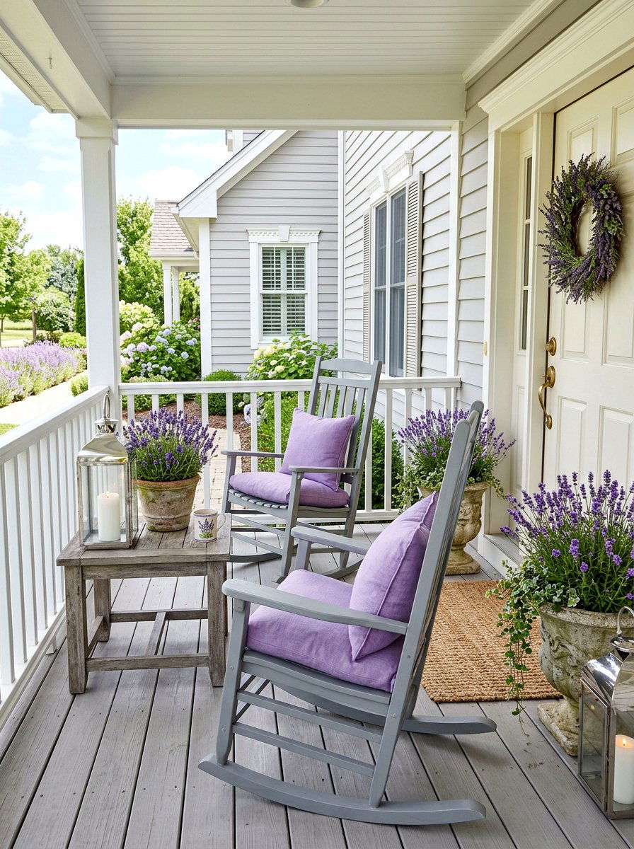 Lavender Porch Decor - 25 Spring Porch Rocking Chair Decor Ideas