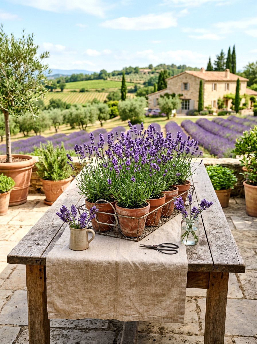 Lavender Pot Arrangement - 25 Spring Outdoor Table Decor Ideas