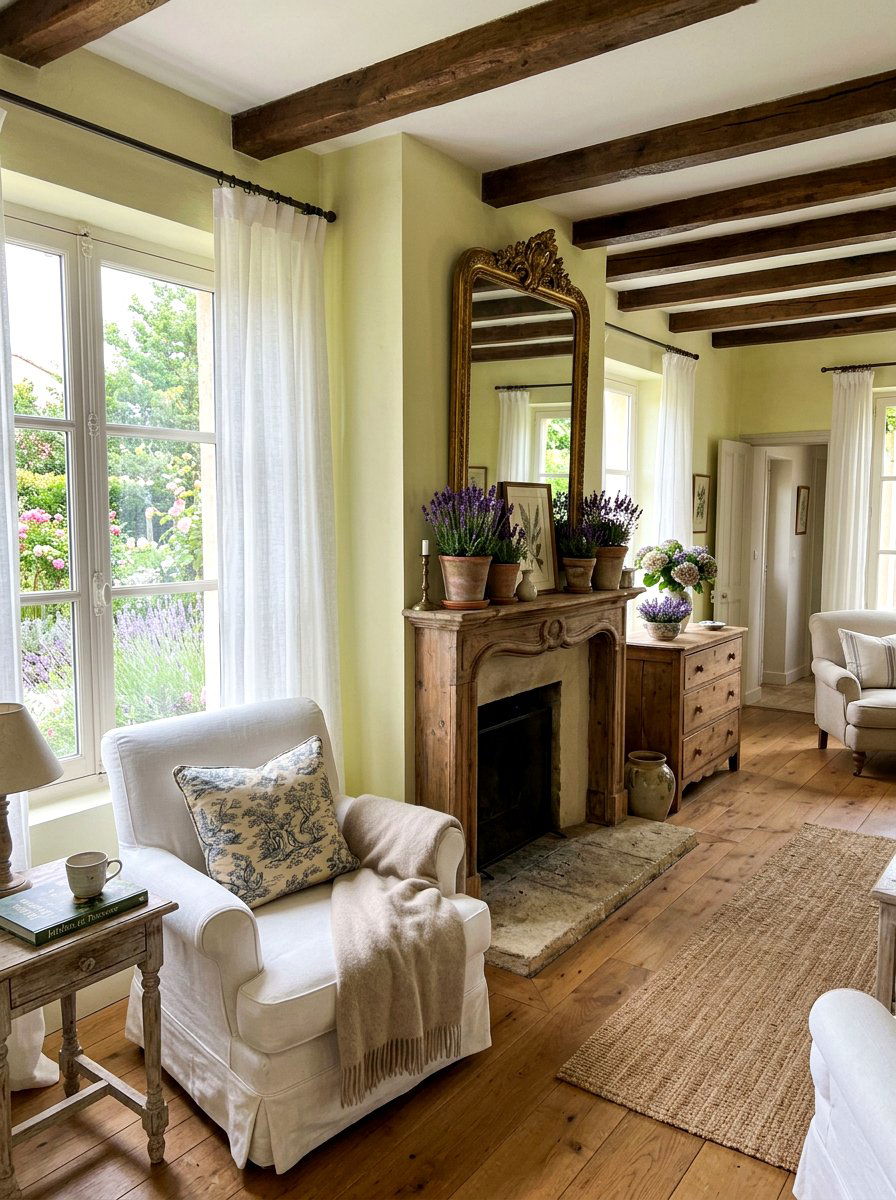 Lavender Pot Display - 25 Spring Living Room Mantel Ideas