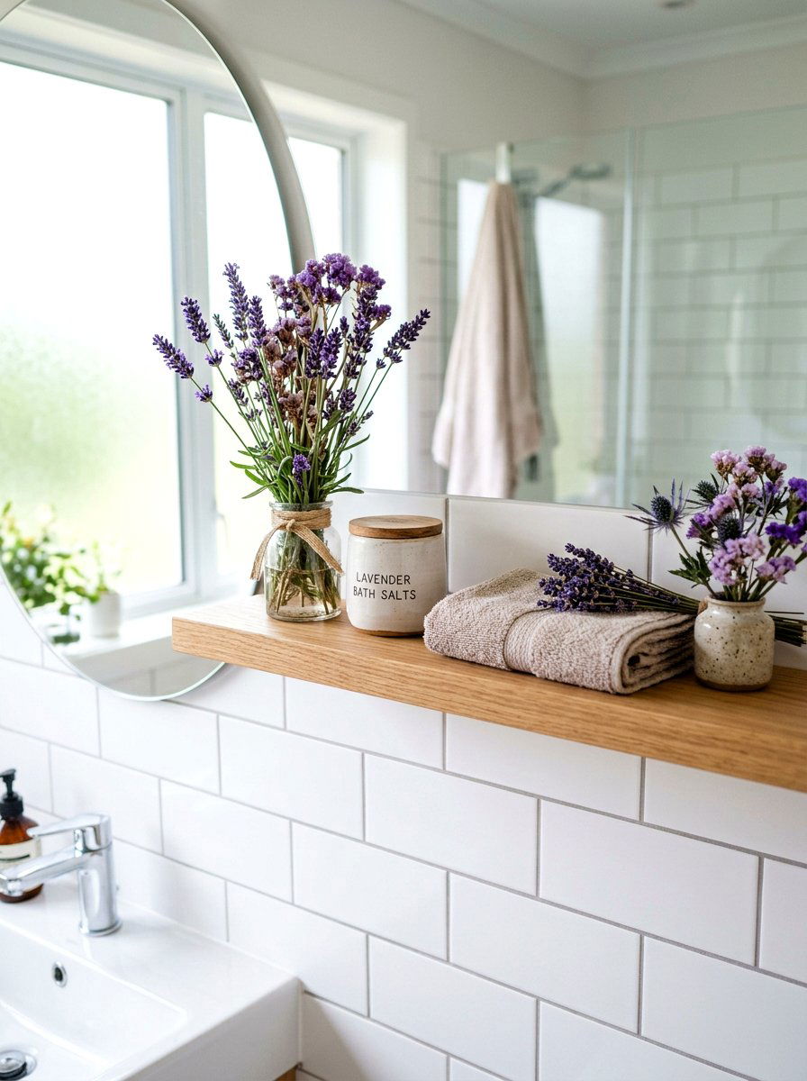 Lavender Sprig Arrangement - 25 Spring Bathroom Shelf Decor Ideas