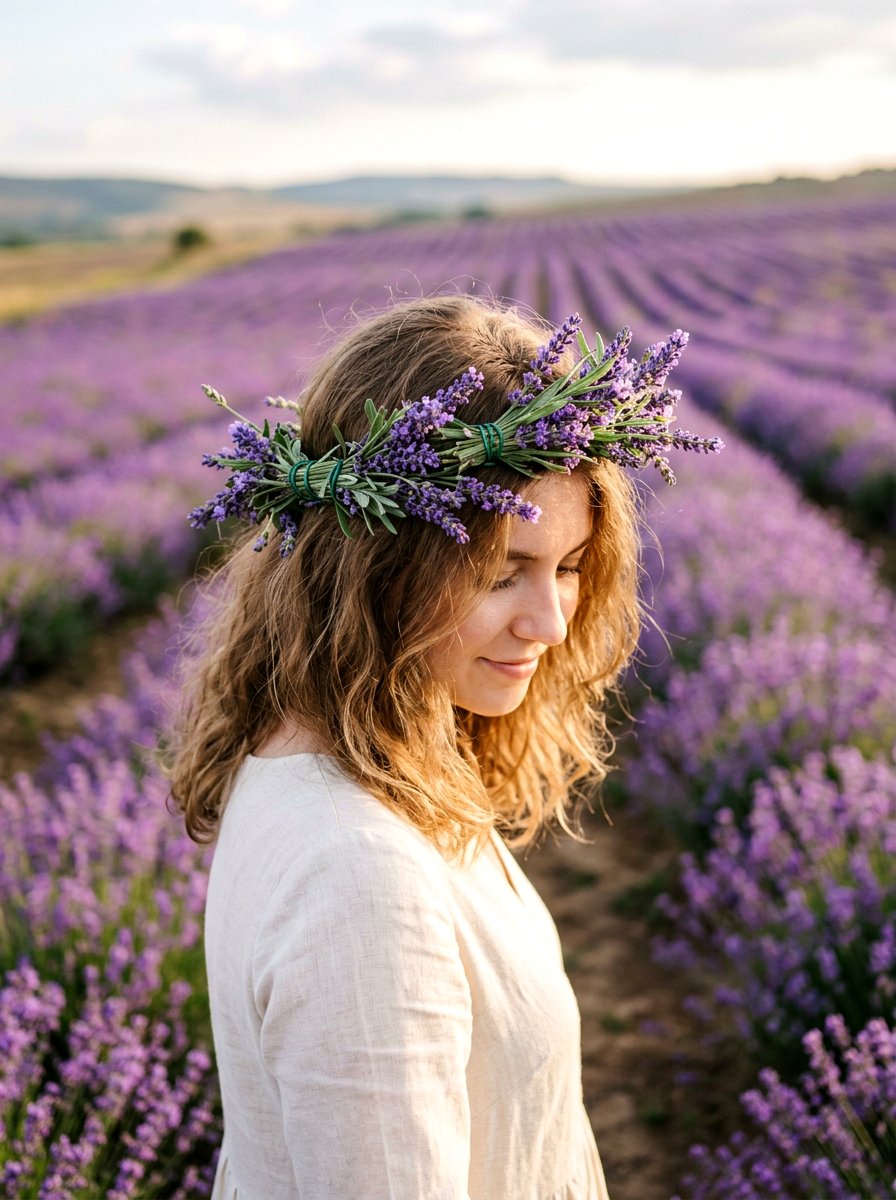Lavender Sprig Hair Wreath - 25 Spring Hair Wreath Ideas