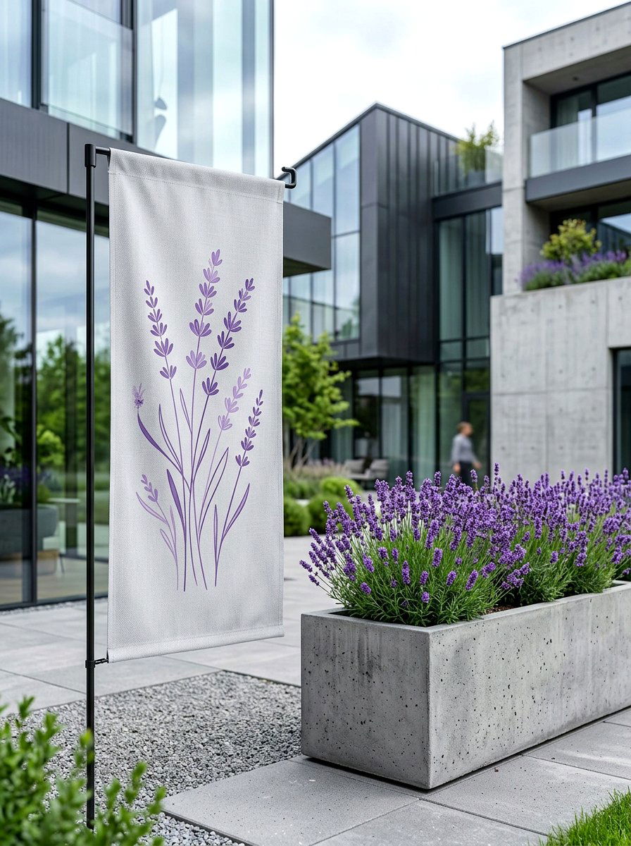 Lavender Sprig Outdoor Banner - 25 Spring Yard Flag Ideas