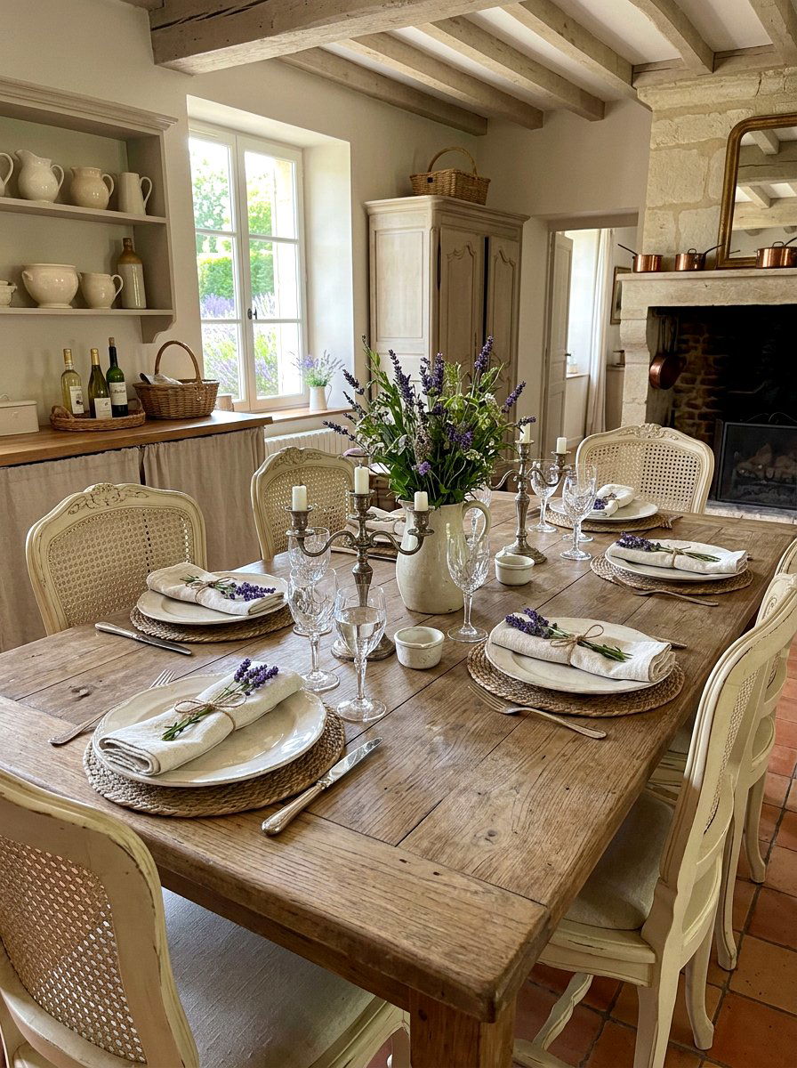 Lavender Sprig Setting - 25 Spring Kitchen Table Arrangement Ideas