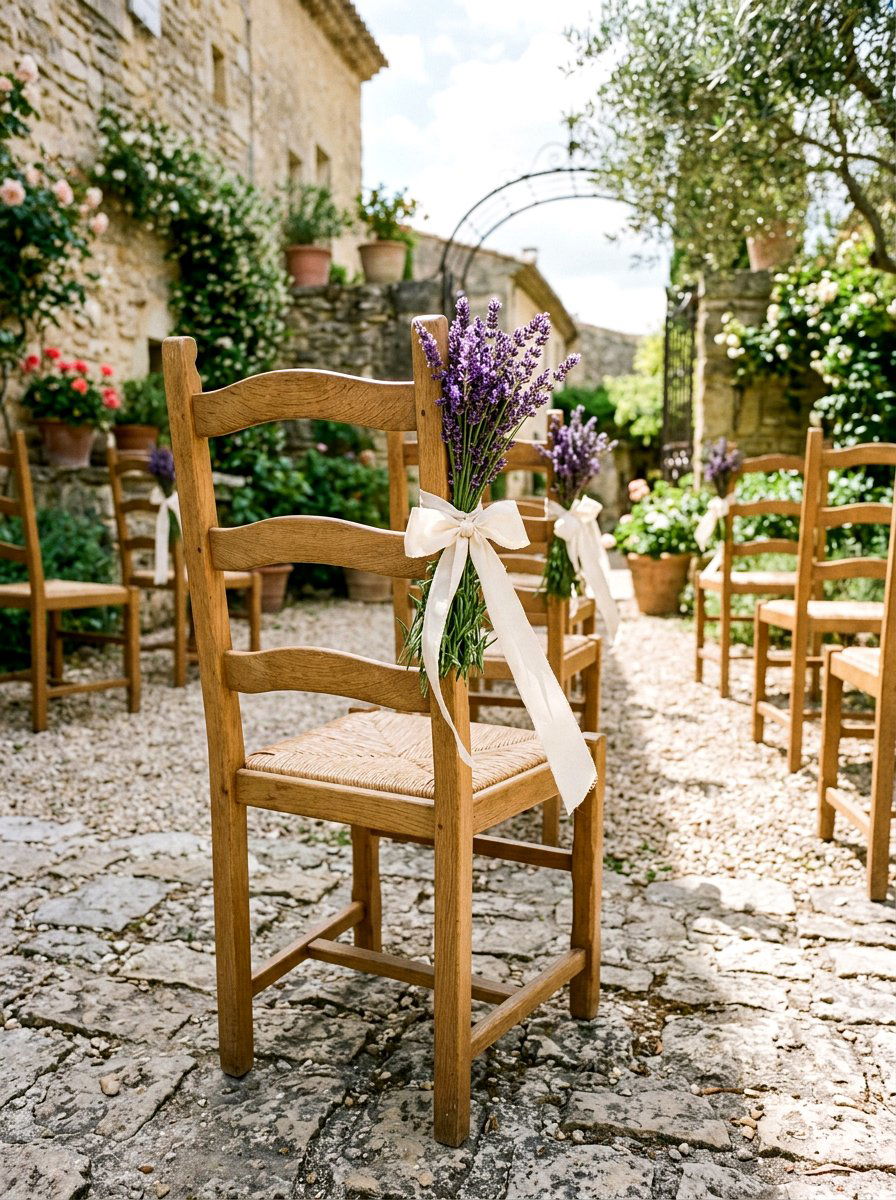 Lavender Sprig Tie - 25 Spring Wedding Chair Decor Ideas