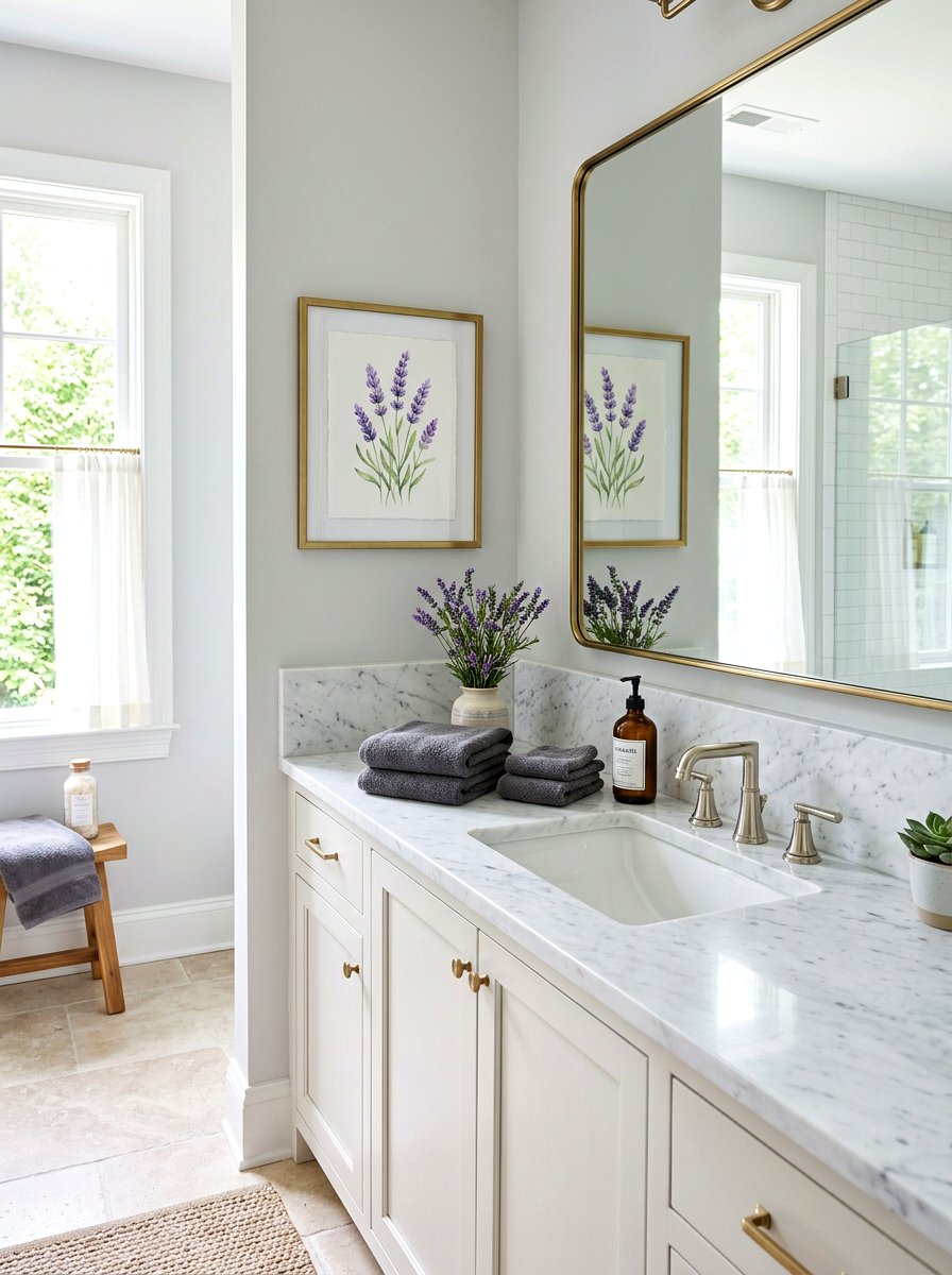 Lavender Sprig Watercolor Art - 25 Spring Free Printable Decor Ideas