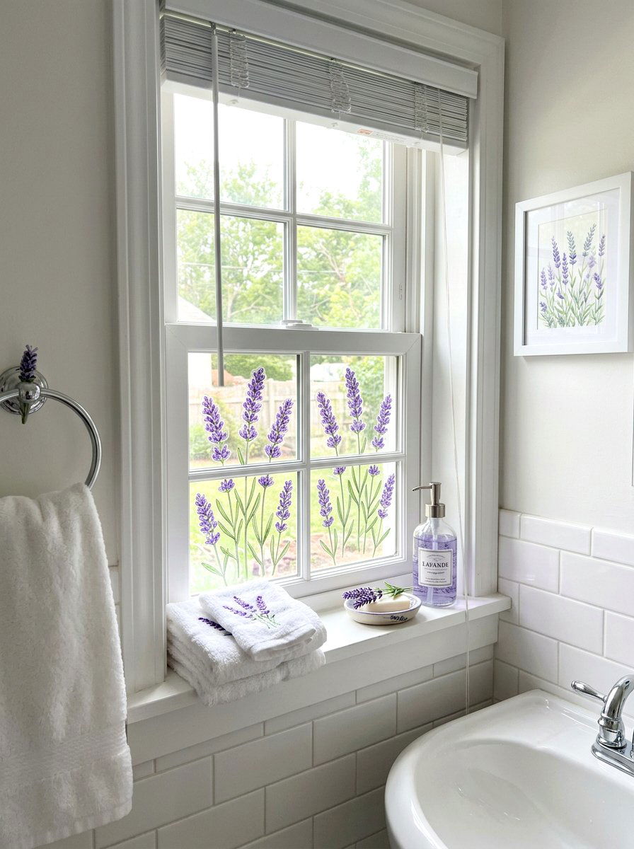Lavender Sprig Window Accents - 25 Spring Gel Cling Ideas