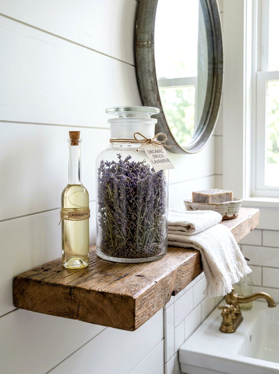 Lavender Stem Glass Jar - 25 Spring Bathroom Jar Ideas