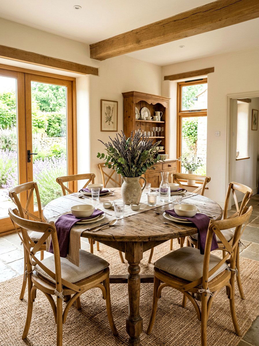 Lavender Table Arrangement - 25 Spring Round Table Decor Ideas